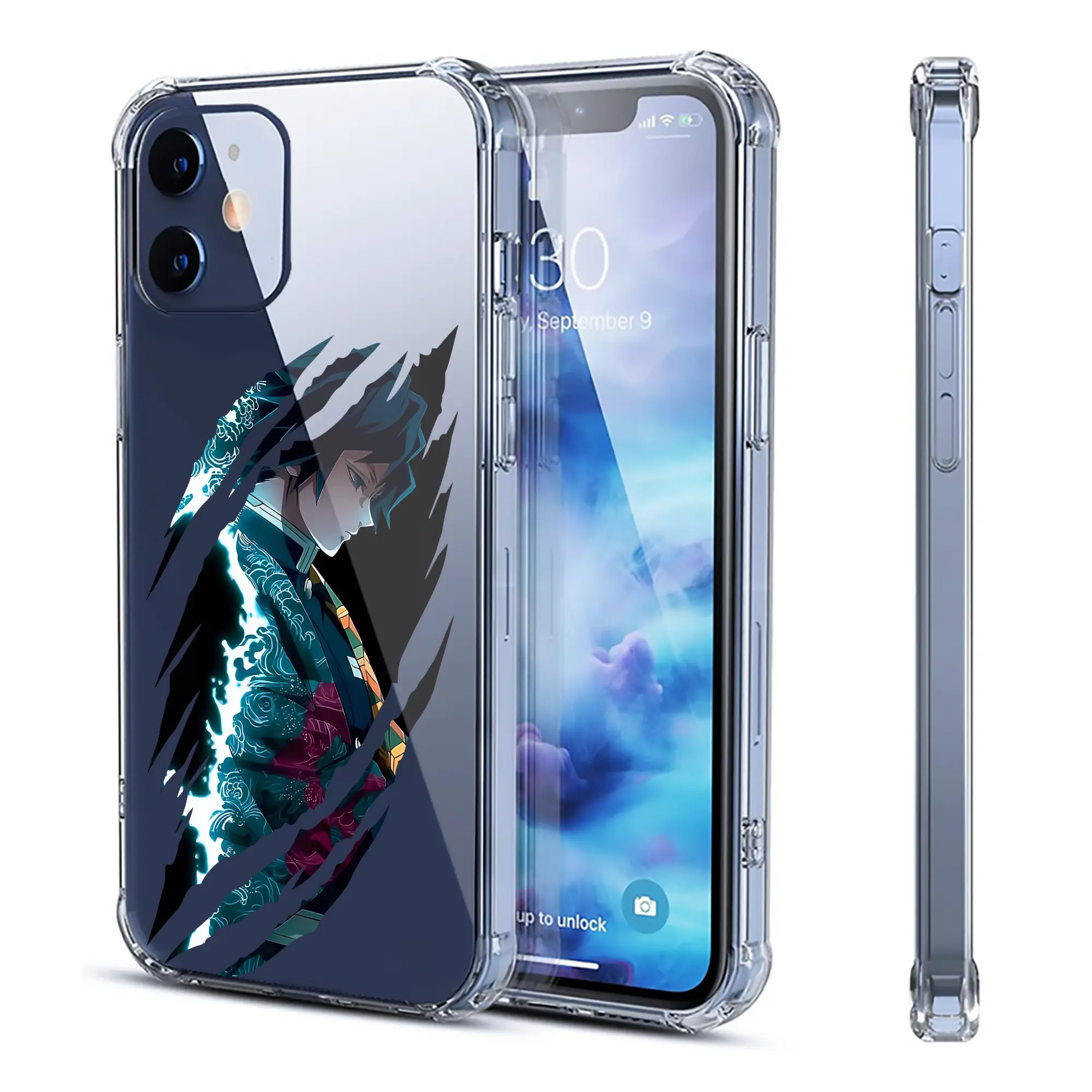 鬼滅の刃 グッズ,冨岡 義勇 - IPhone 12シリーズ対応 ・ 透明スマホケース ・ クリアソフトケース ・ TPU素材 ・ 耐衝撃 ・ 高密着 ・ 防汚 防指紋 ・ 簡単着脱